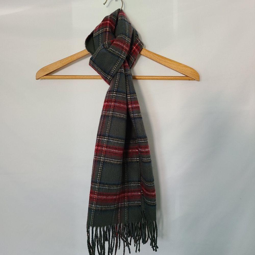 Plaid Fringed 100% Cashmere Made‎ in Scotland Scarf